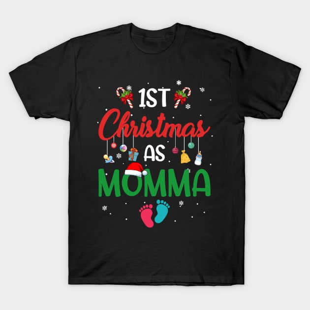 1st Christmas as Momma Matching Family T-Shirt by Dunnhlpp